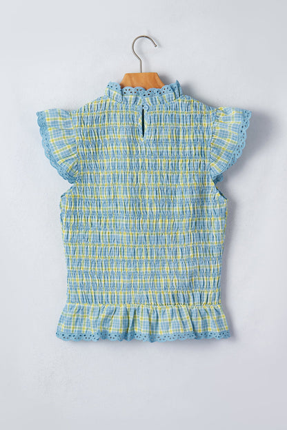 Hazel Blues® |  Southern Sweetheart Blouse | Gingham Lace Detail Blouse