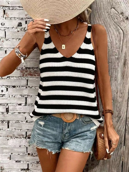 Stripe Right Tank Top | Striped V-Neck Tank Top