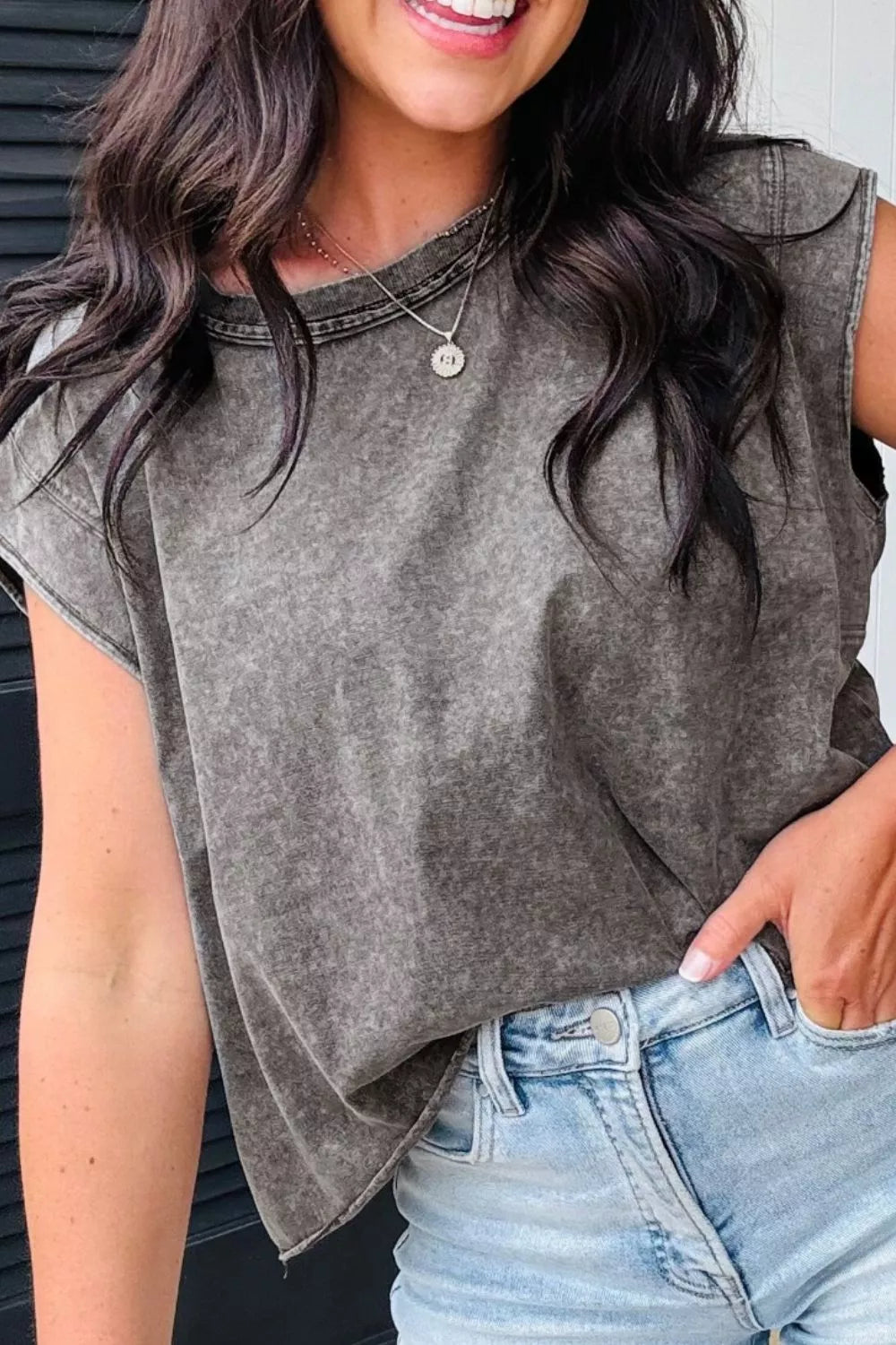 Hazel Blues® |  Mineral Wash Boxy Fit Cotton Tank Top