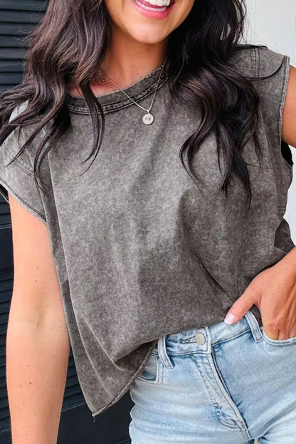 Hazel Blues® |  Mineral Wash Boxy Fit Cotton Tank Top