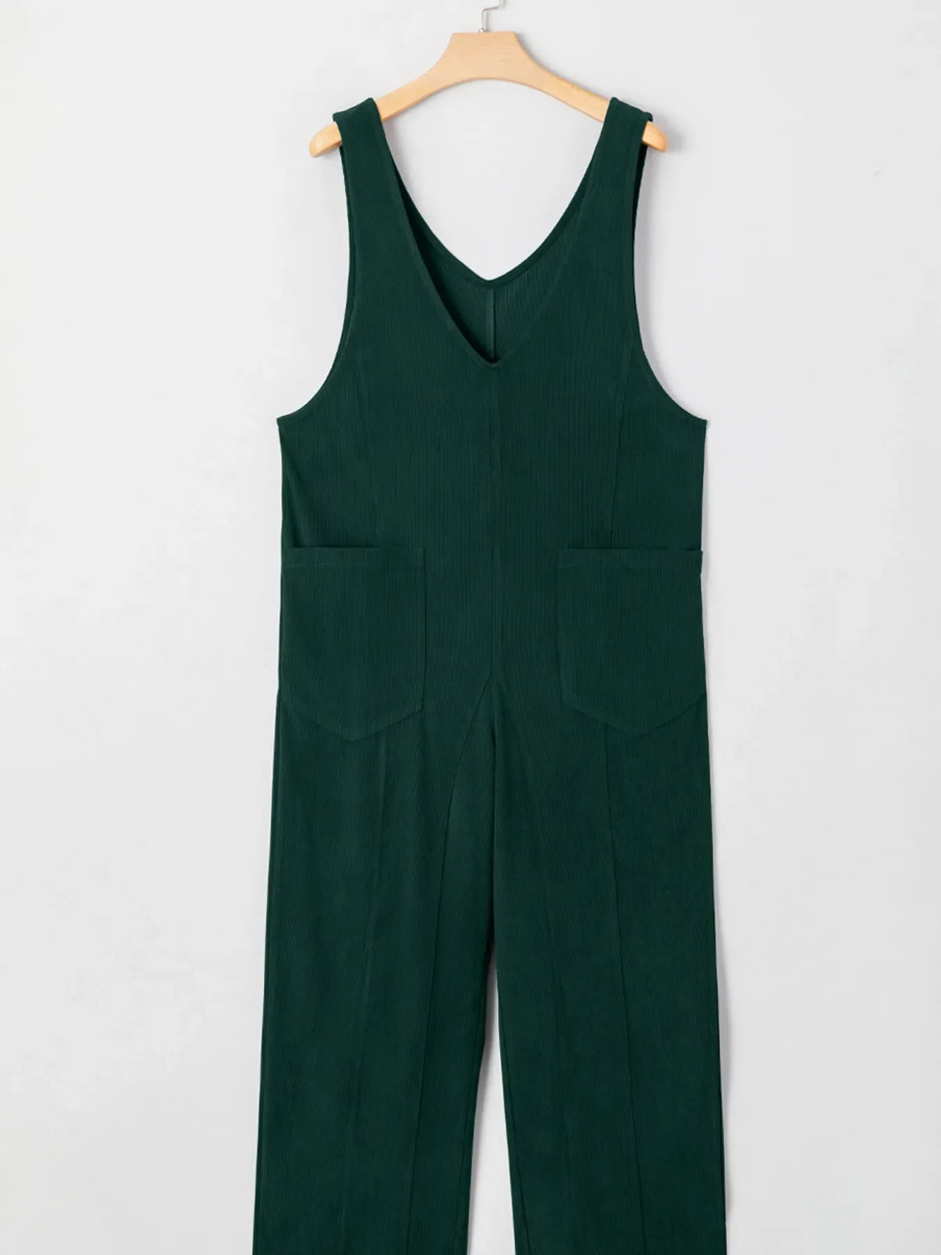 Hazel Blues® |  Corduroy V Neck Patched Pocket Sleeveless Jumpsuit