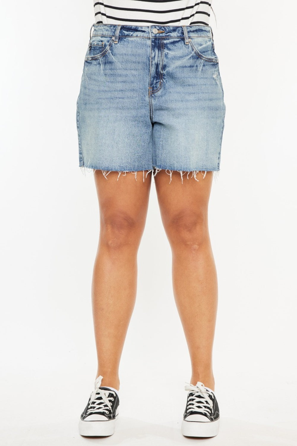 Hazel Blues® |  Kancan Raw Hem High Waist Denim Shorts