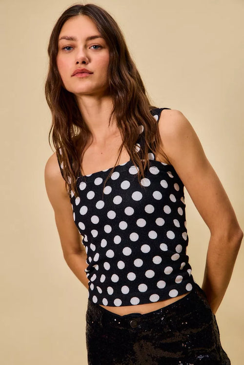 Hazel Blues® |  SO ME Polka Dot Knit Crop Seamless Casual Tank