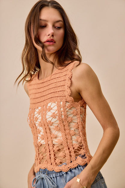 Hazel Blues® |  SO ME Crochet Knitted Lace Sweater Tank Top