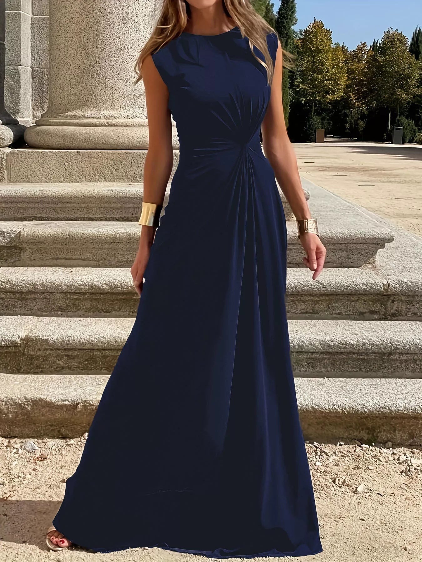 Hazel Blues® |  Twisted Round Neck Sleeveless Maxi Dress