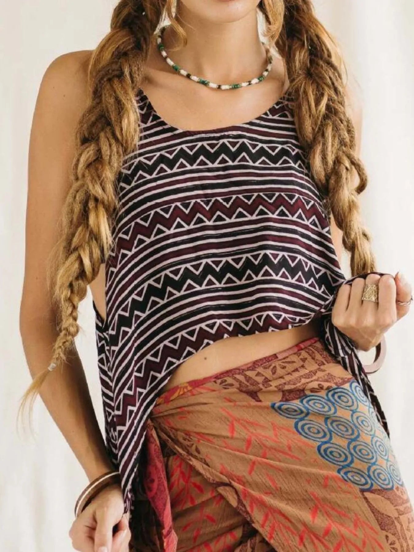 Hazel Blues® |  Printed Scoop Neck Tank