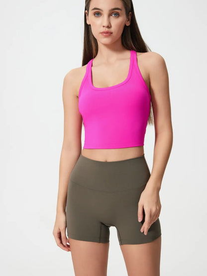 Hazel Blues® |  Millennia Scoop Neck Active Tank with Detachable Chest Pads