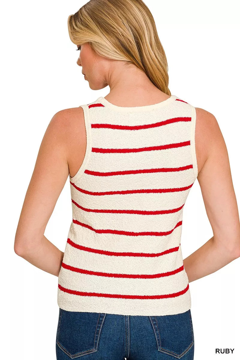 Hazel Blues® |  Zenana Round Neck Stripe Knit Tank Top