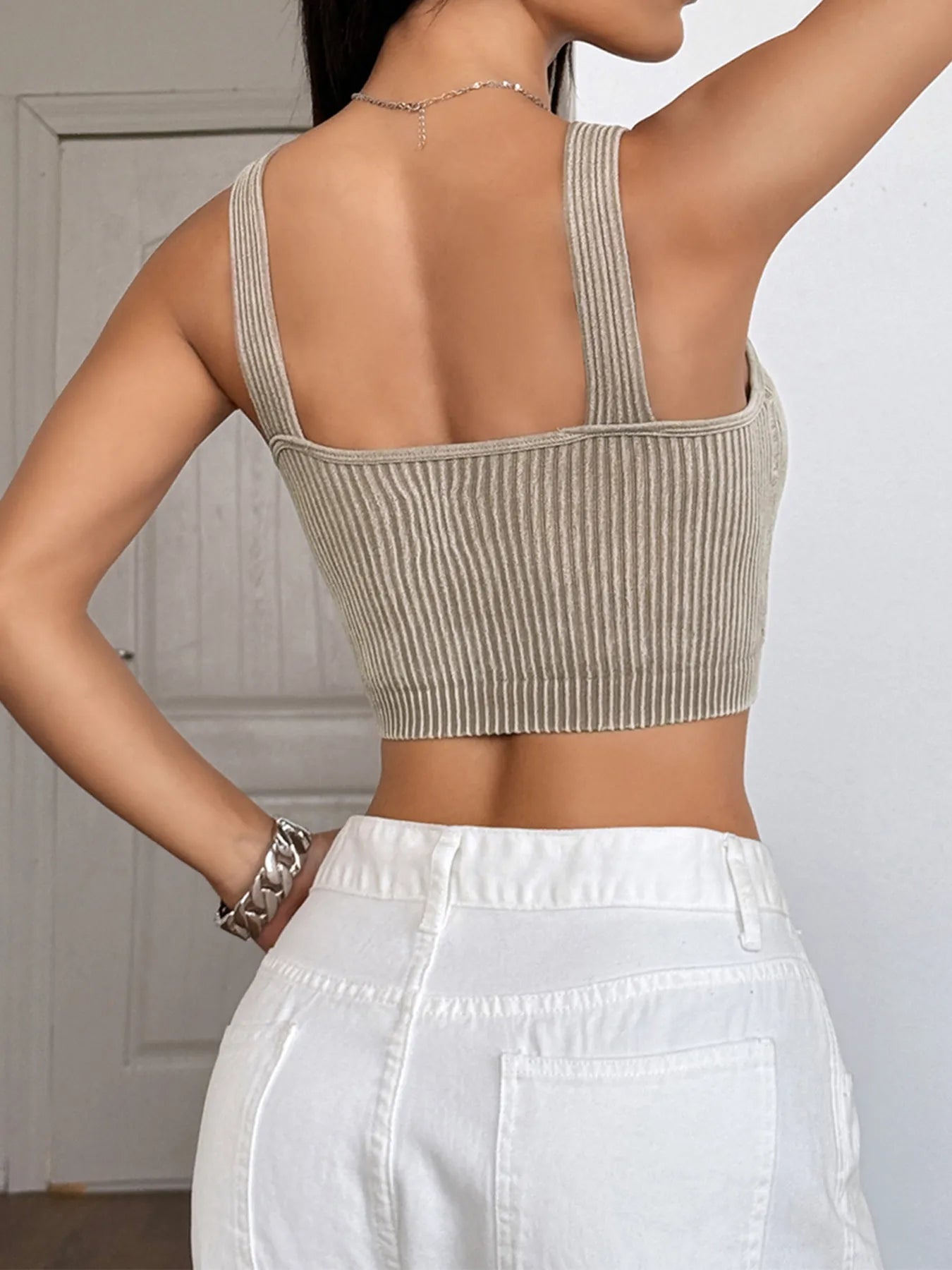 Hazel Blues® |  Ribbed Scoop Neck Crop Tank Top