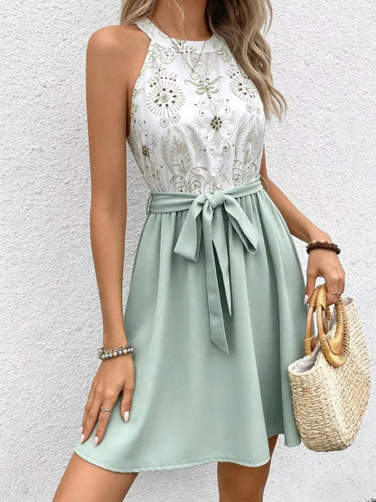 Hazel Blues® |  Sleeveless Tie Waist A-Line Dress