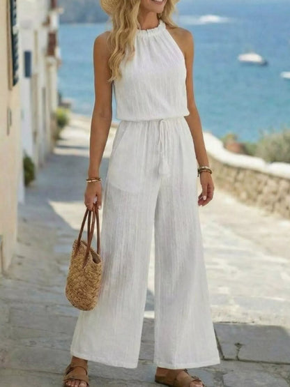 Hazel Blues® | Tassel Sleeveless Wide Leg Jumpsuit