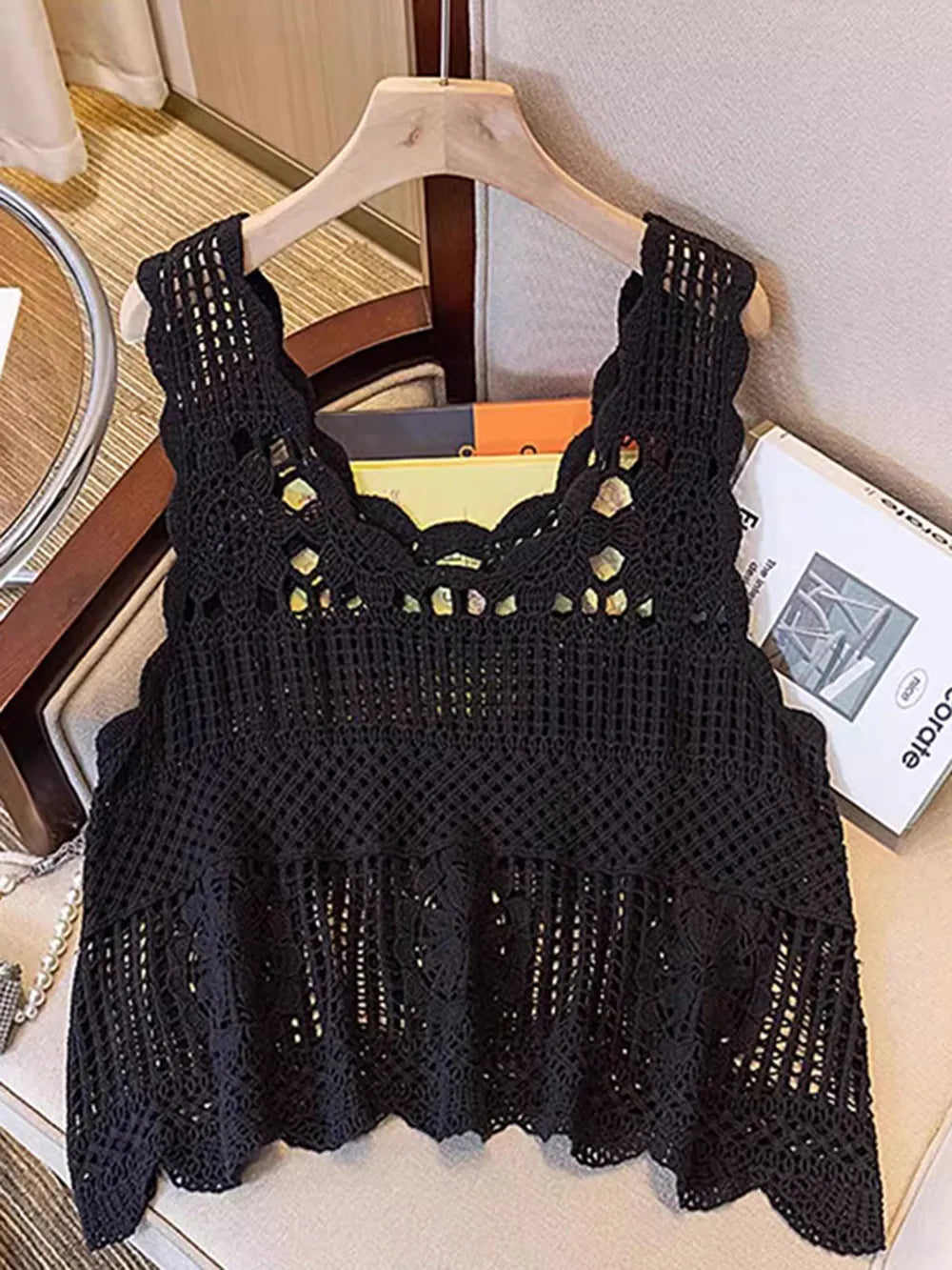 Hazel Blues® |  Openwork Scoop Neck Tank