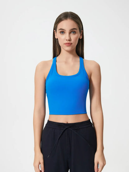 Hazel Blues® |  Millennia Scoop Neck Active Tank with Detachable Chest Pads