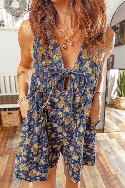 Hazel Blues® |  Garden Party Romper | Floral Denim Romper