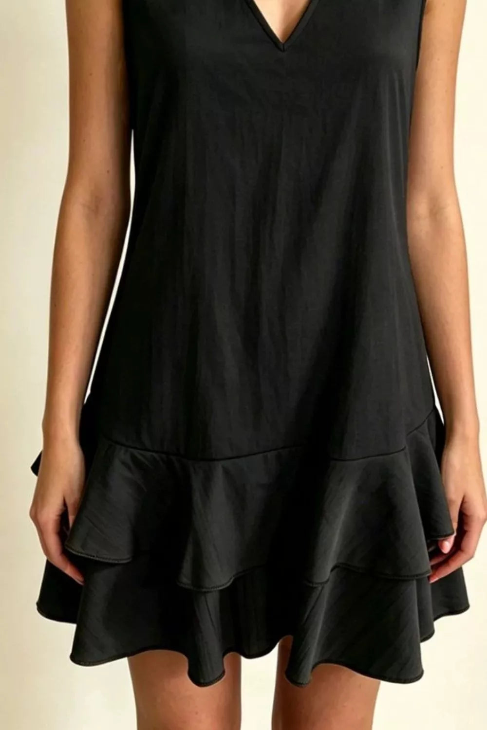 Hazel Blues® | Sleeveless V-Neck Ruffle Hem Mini Dress