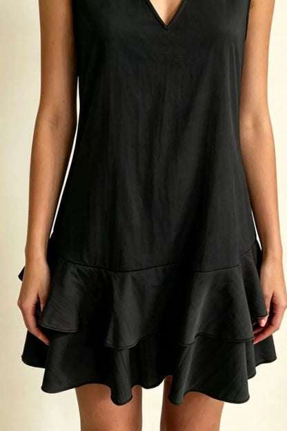 Hazel Blues® | Sleeveless V-Neck Ruffle Hem Mini Dress