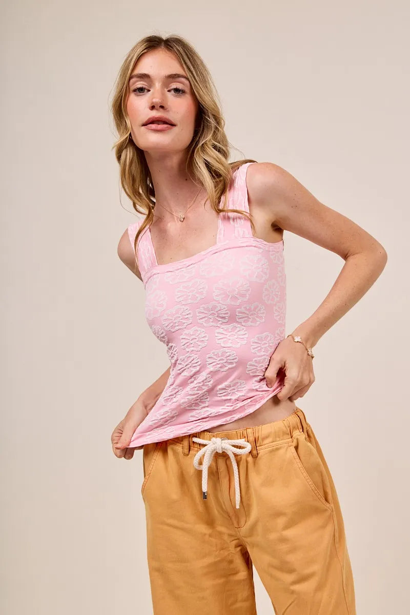 Hazel Blues® |  SO ME Two Tone Floral Seamless Tank Top
