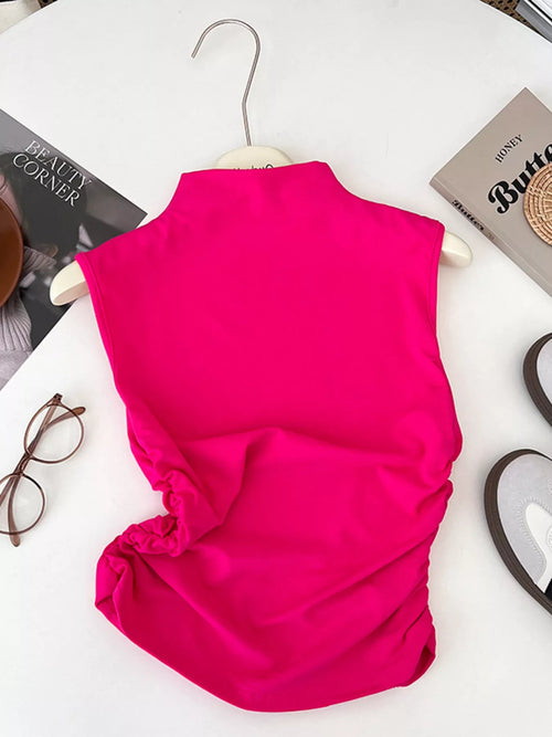 Hazel Blues® |  Ruched Mock Neck Tank