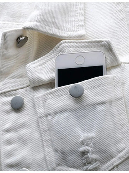 Hazel Blues® | Button Down Raw Hem Sleeveless Denim Jacket