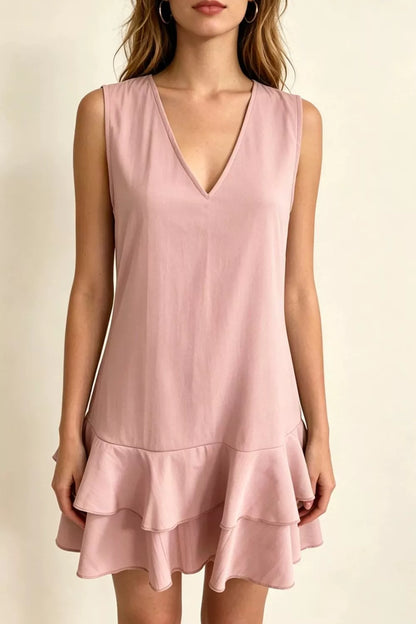 Hazel Blues® | Sleeveless V-Neck Ruffle Hem Mini Dress