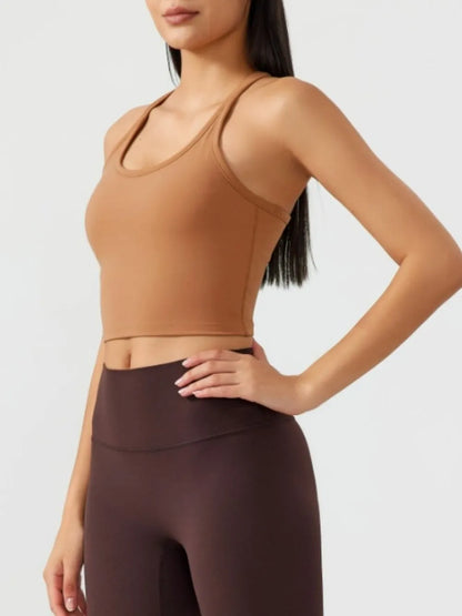 Hazel Blues® |  Millennia Scoop Neck Active Tank with Detachable Chest Pads