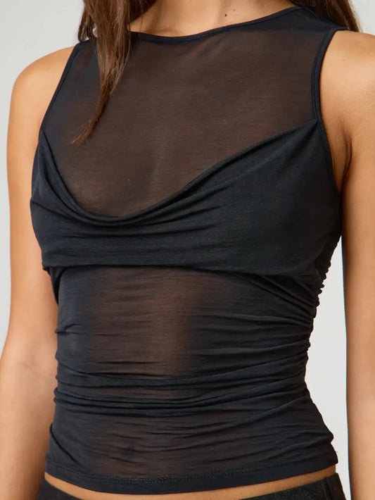 Hazel Blues® |  Ruched Round Neck Tank