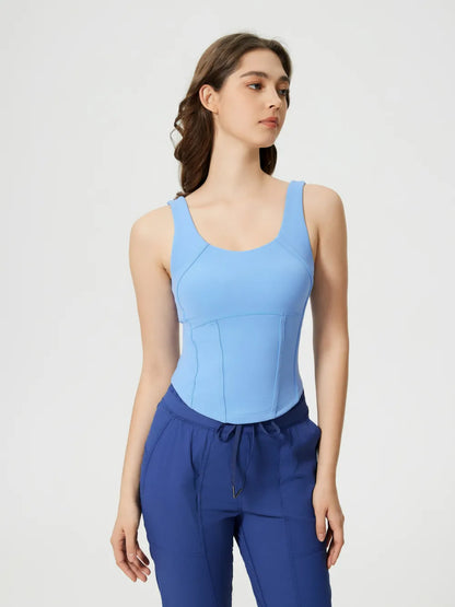Hazel Blues® |  Millennia Round Neck Wide Strap Active Tank with Detachable Chest Pads