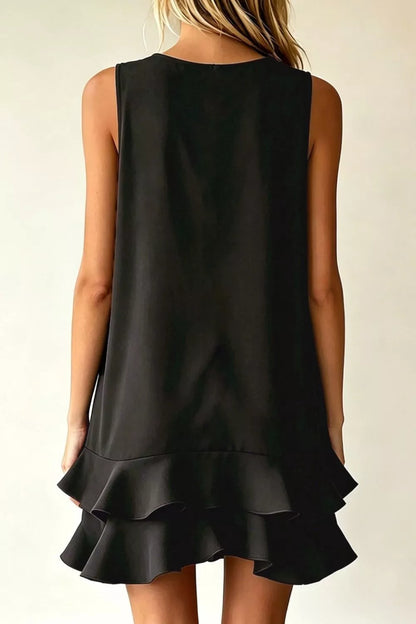 Hazel Blues® | Sleeveless V-Neck Ruffle Hem Mini Dress