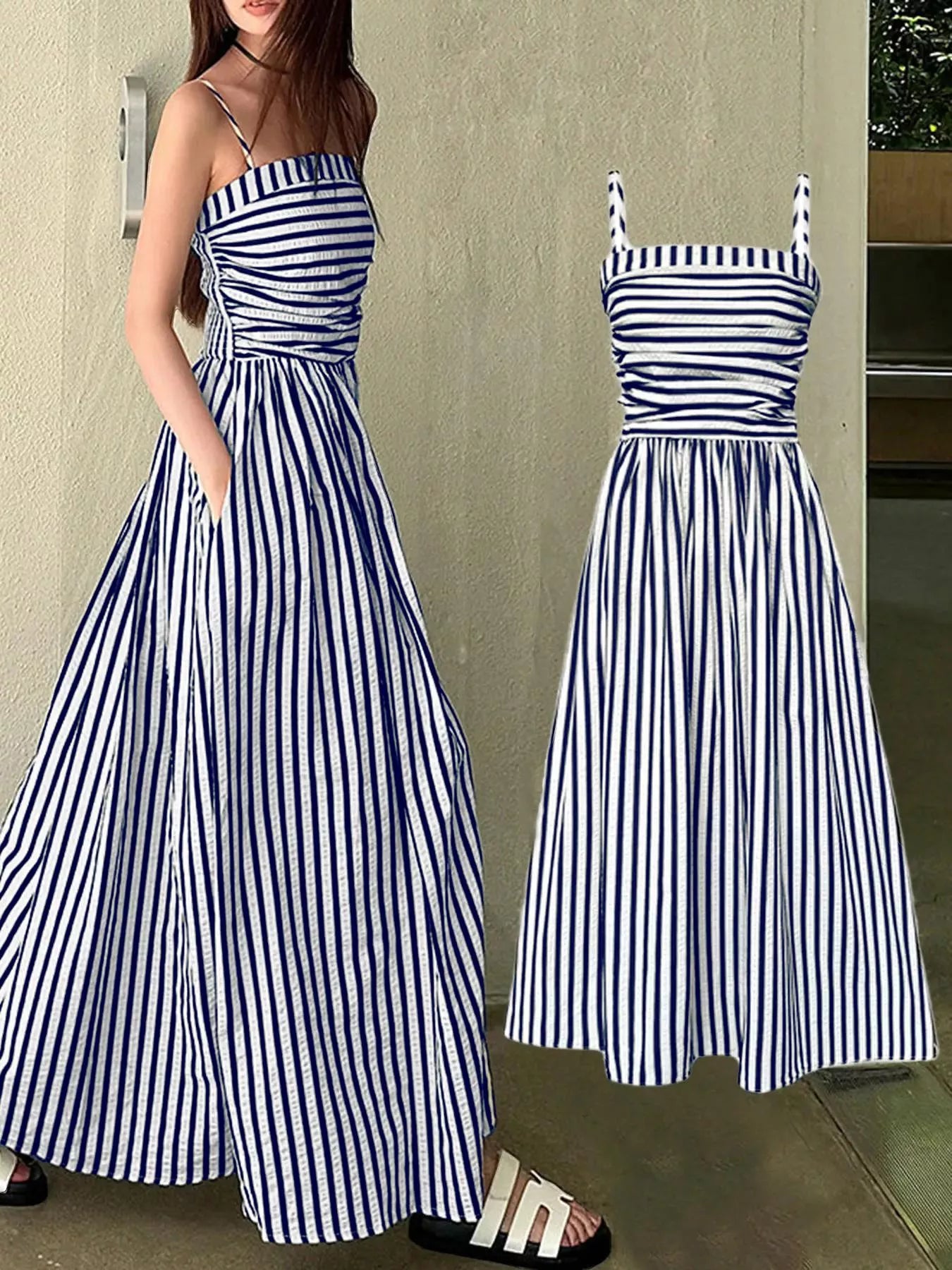 Hazel Blues® |  Striped Sleeveless Maxi Dress
