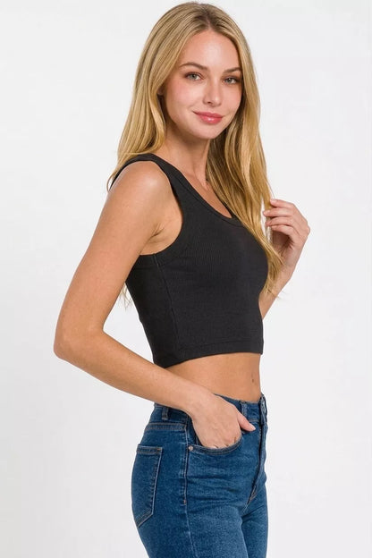 Hazel Blues® |  Zenana Ribbed Scoop Neck Cropped Tank Top