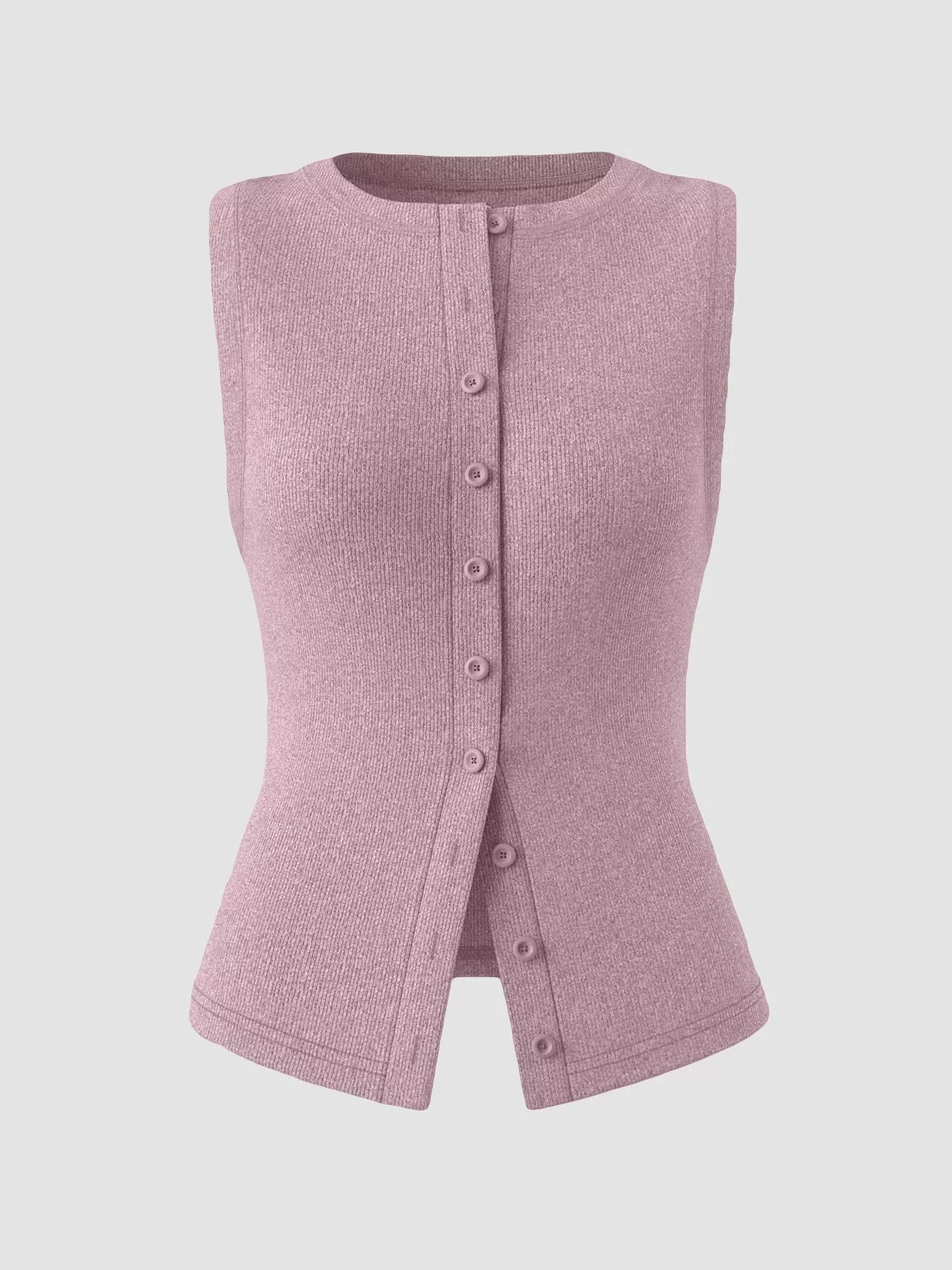 Hazel Blues® |  Ribbed Button-Front Sleeveless Tank