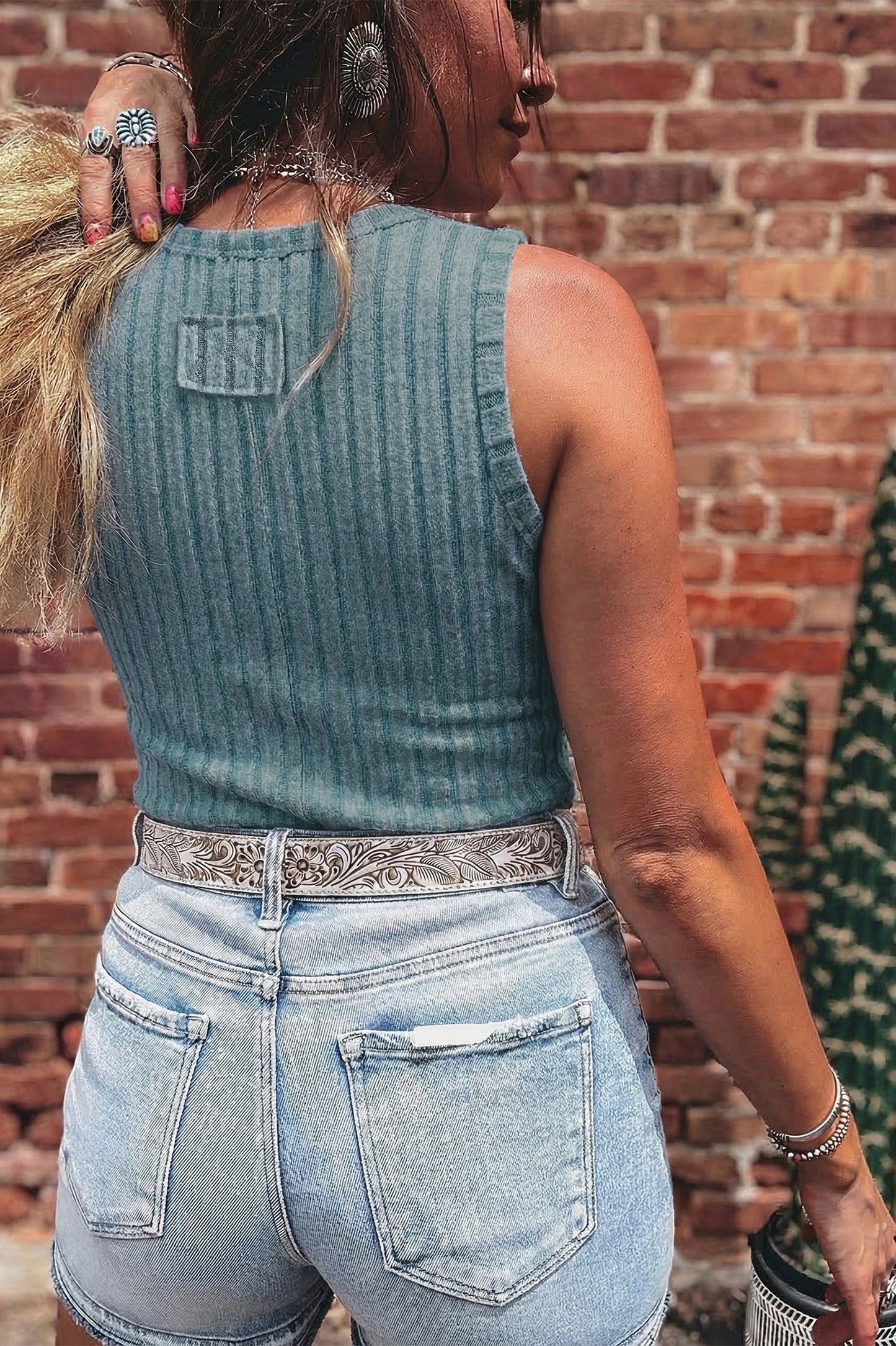 Hazel Blues® |  Washed Away Tank Top | Ribbed Mineral Wash Tank Top