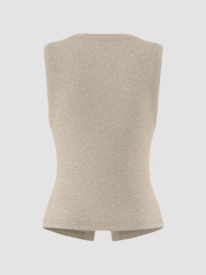 Hazel Blues® |  Ribbed Button-Front Sleeveless Tank