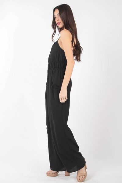 Hazel Blues® |  VERY J Pintuck Detail Woven Sleeveless Jumpsuit