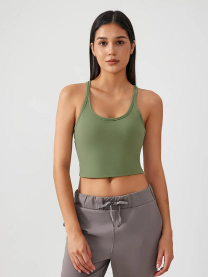 Hazel Blues® |  Millennia Scoop Neck Active Tank with Detachable Chest Pads
