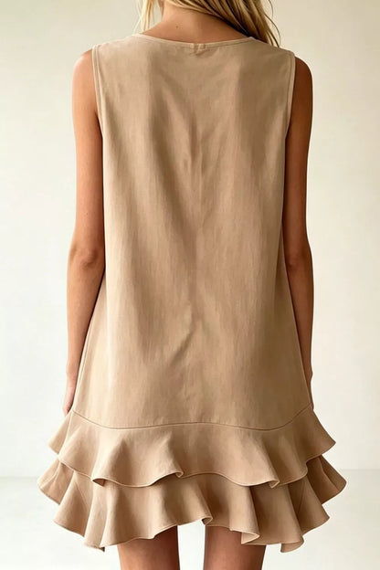 Hazel Blues® | Sleeveless V-Neck Ruffle Hem Mini Dress