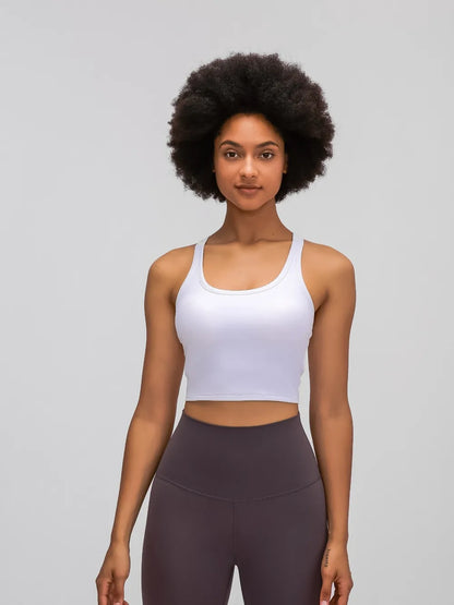 Hazel Blues® |  Millennia Scoop Neck Active Tank with Detachable Chest Pads
