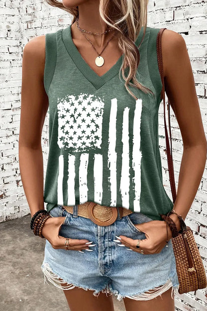 Hazel Blues® |  US Flag V-Neck Tank