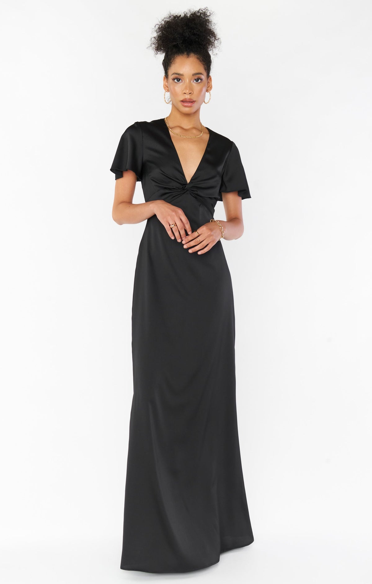 Rome Twist Gown ~ Black Luxe Satin
