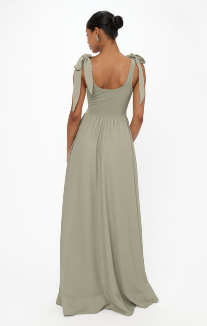 Harper Maxi Dress ~ Moss Green Crisp