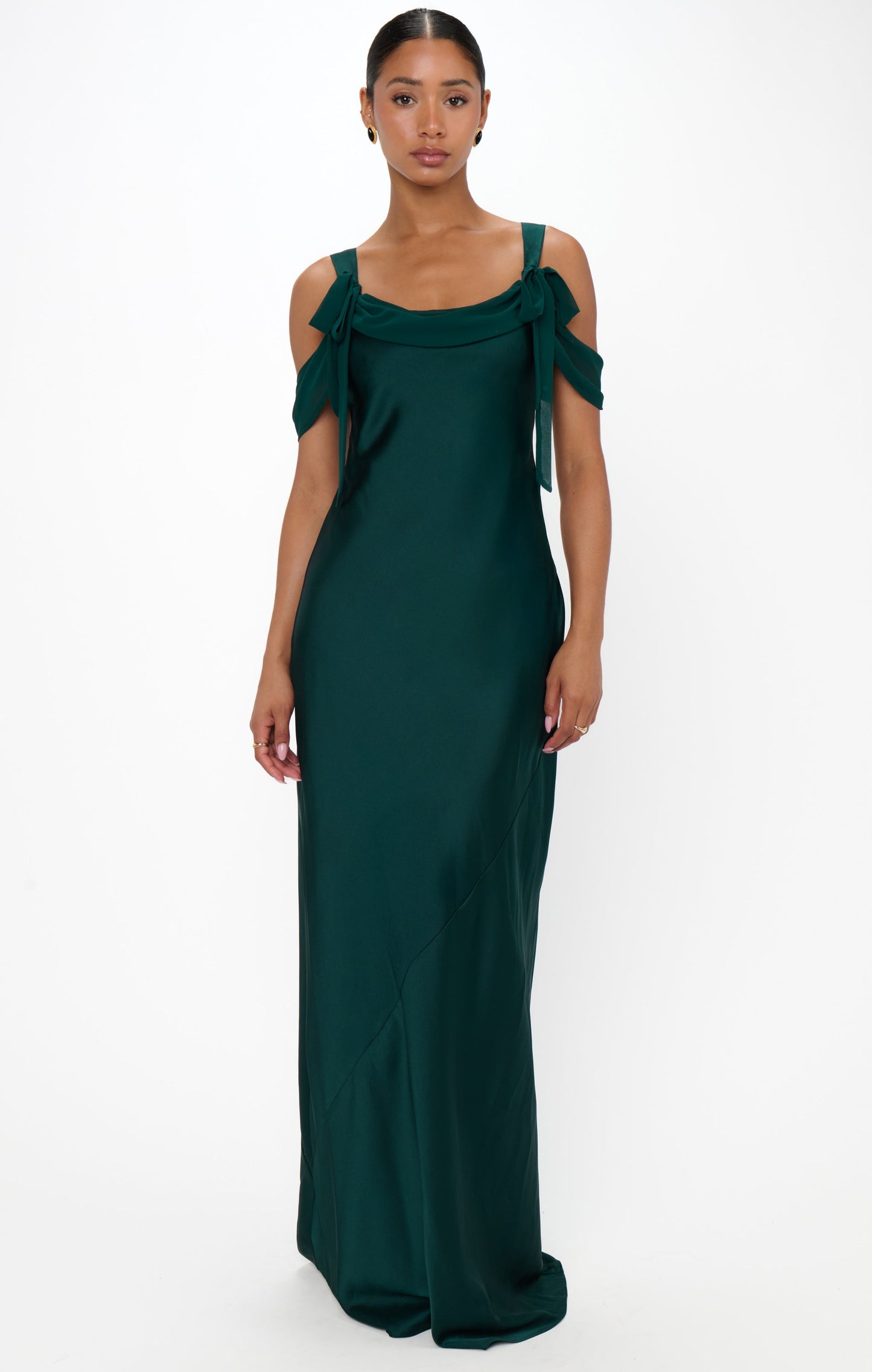Bella Maxi Dress ~ Deep Emerald Luxe Satin