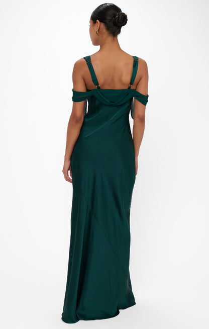Bella Maxi Dress ~ Deep Emerald Luxe Satin