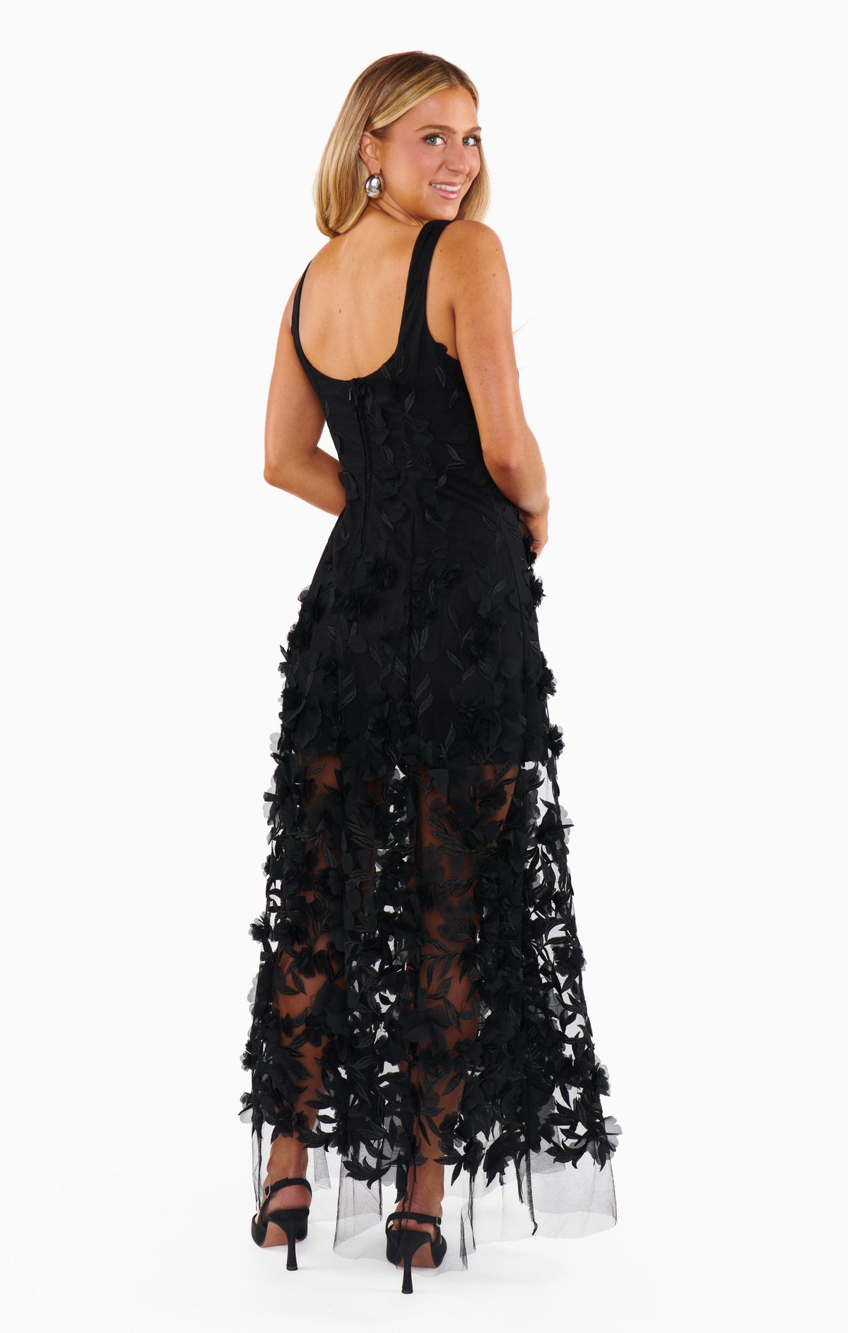 Stephanie Dress ~ Black 3D Floral