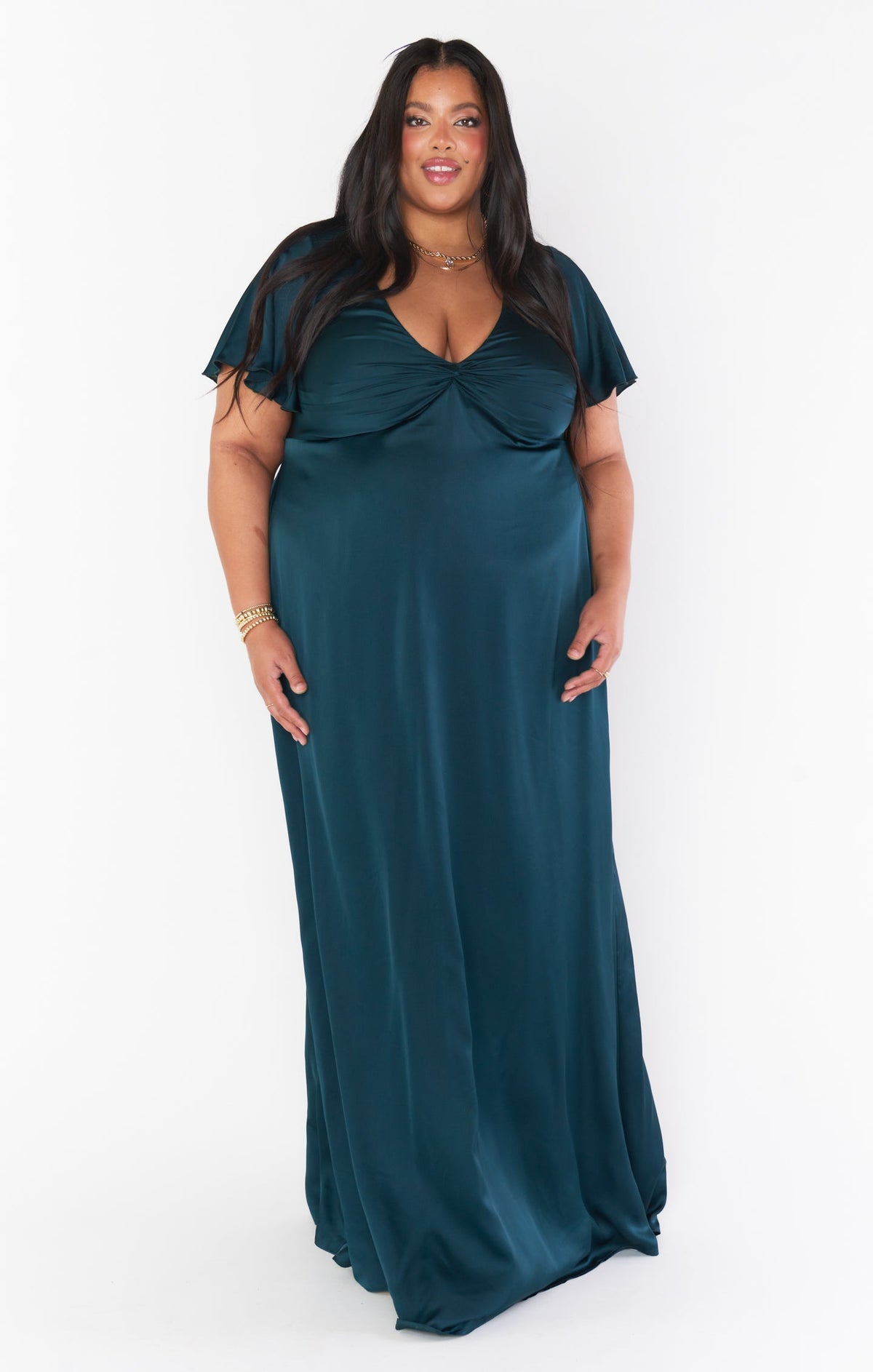 Rome Twist Gown ~ Deep Emerald Luxe Satin