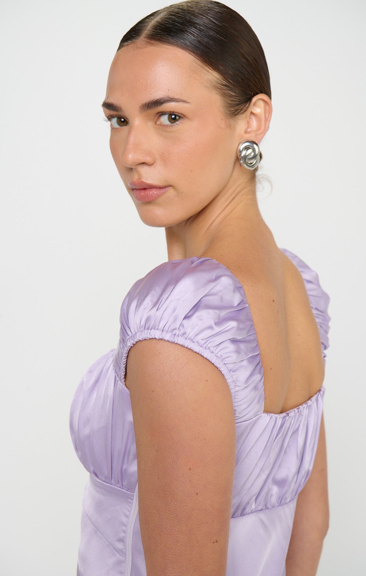 Veronica Maxi Dress ~ Lavender Luxe Satin