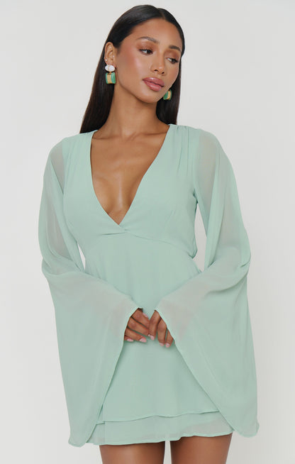 Robin Mini Dress ~ Sage Chiffon