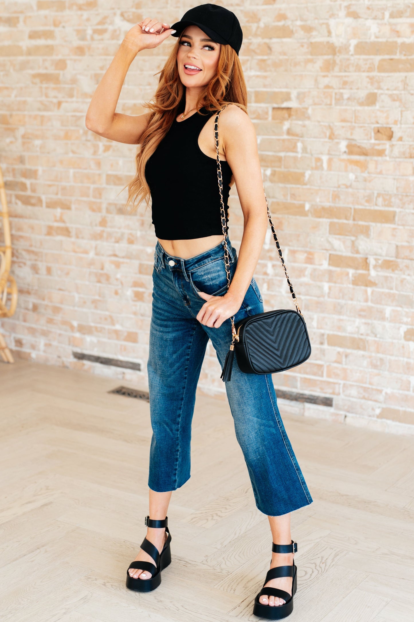 Hazel Blues® |  Cream of the Crop Rib Knit Tank Top in Black