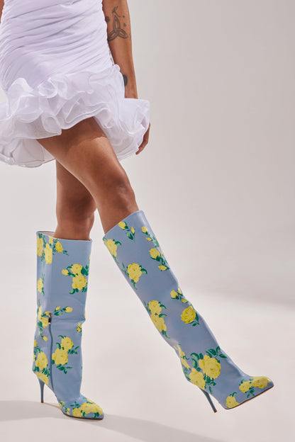 AKIRA GOLD GARLAND BLUE FLORAL BOOT