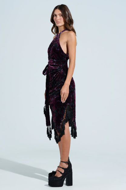 90'S BABY VELVET BURNOUT MIDI DRESS