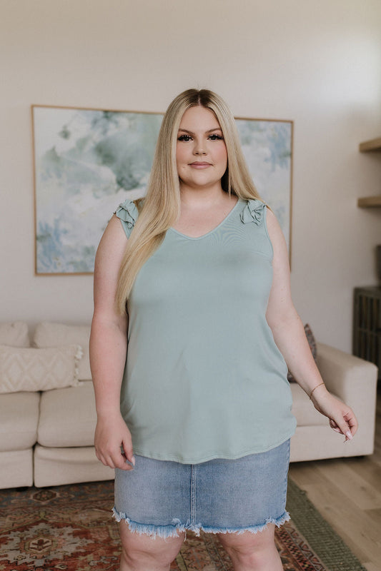 Hazel Blues® |  Good For You Ruffle Detail Tank